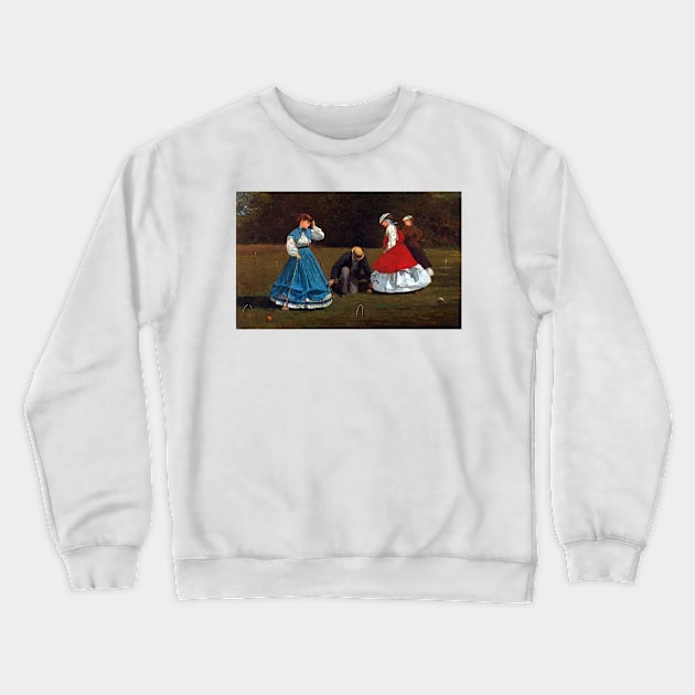 Winslow Homer Croquet Scene Crewneck Sweatshirt by pdpress